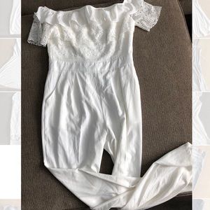 Off White Off the shoulder Jumpsuit